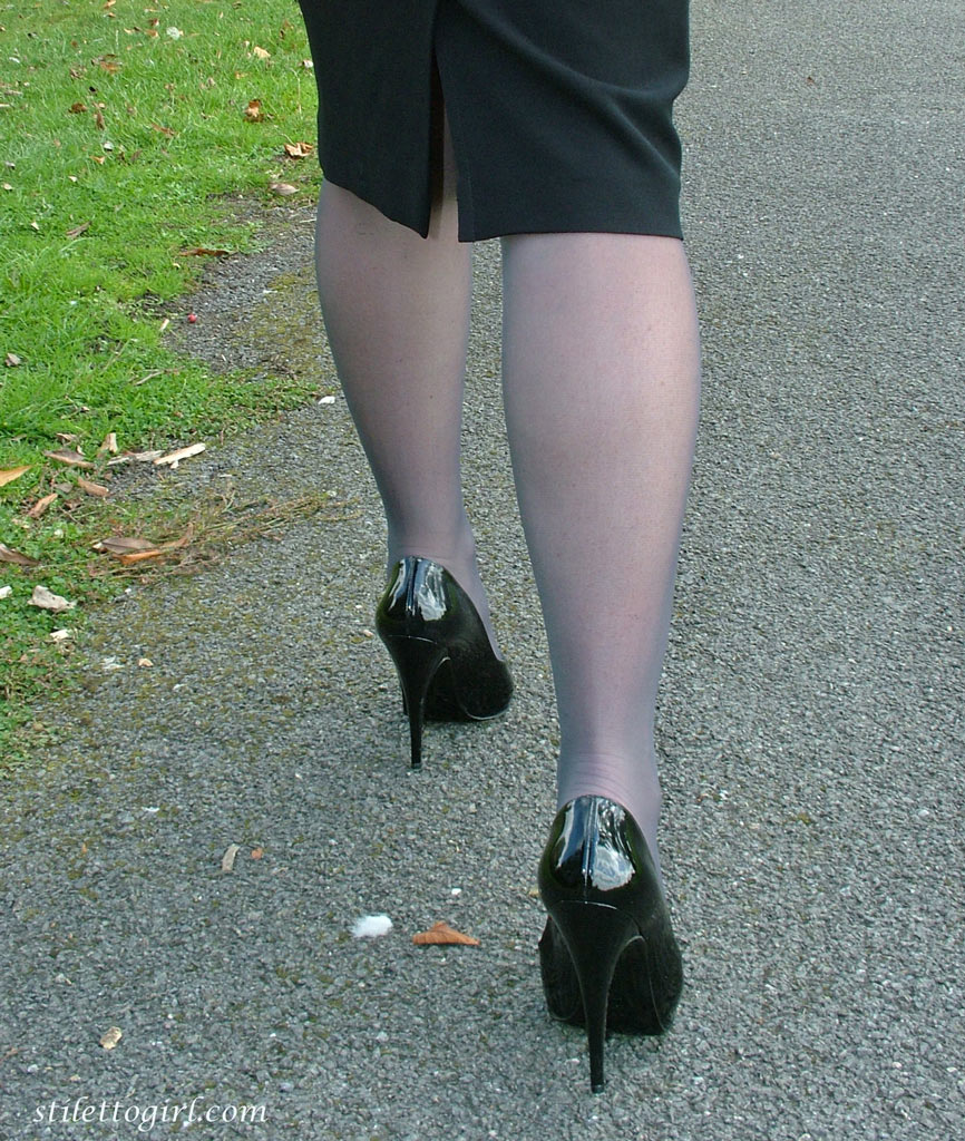 office girl in heels and tights