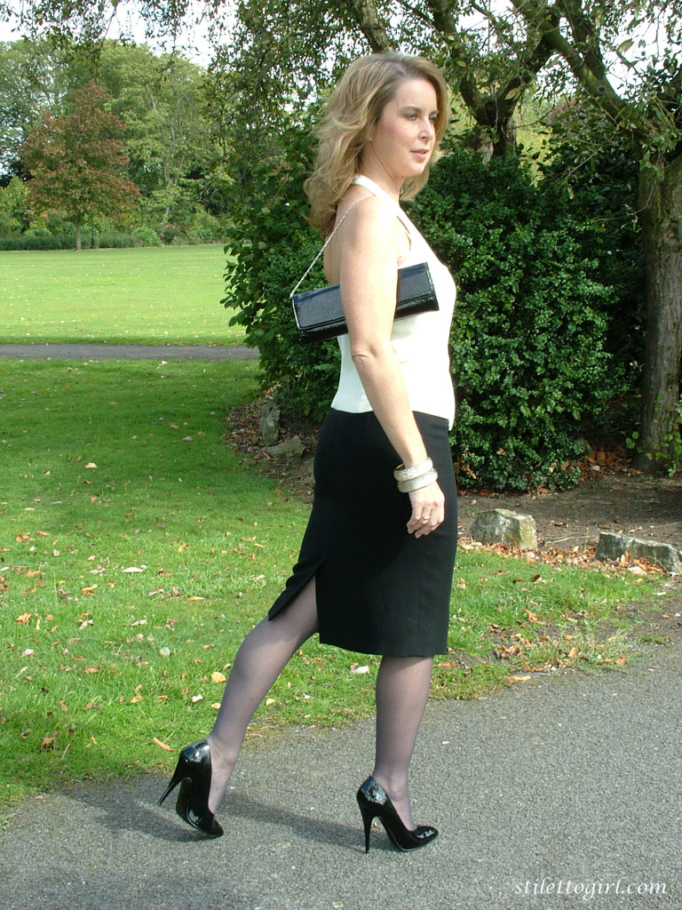 business woman in stilettos and nylons