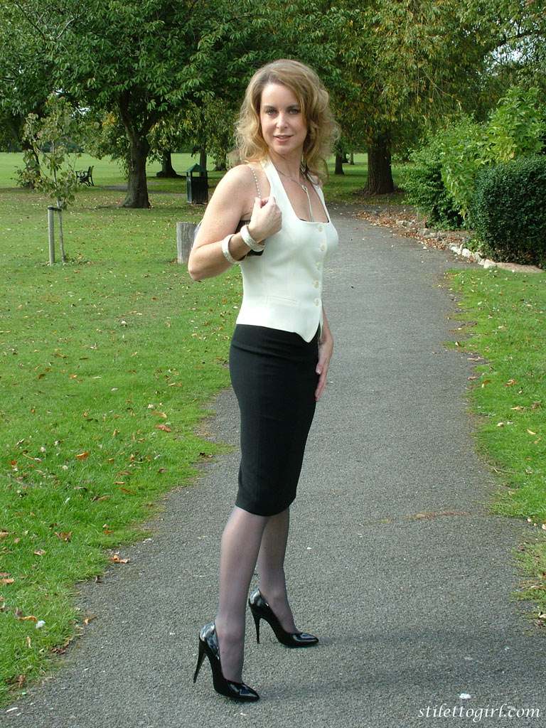 secretary in high heels and stockings