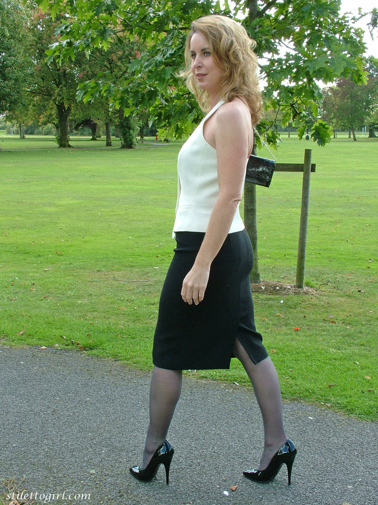 office girl in heels and nylons