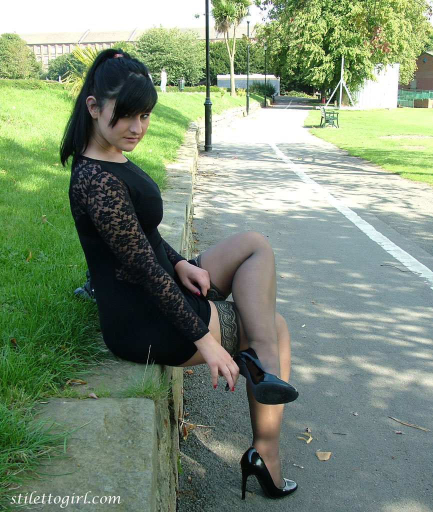 girl in high heels and pantyhose