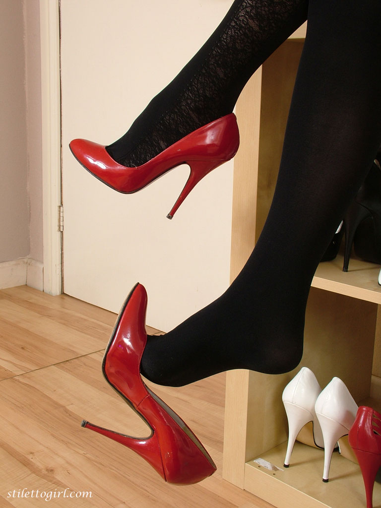 secretary in heels and stockings