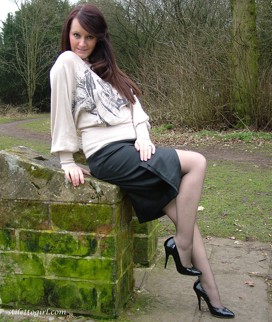 business woman in heels and stockings