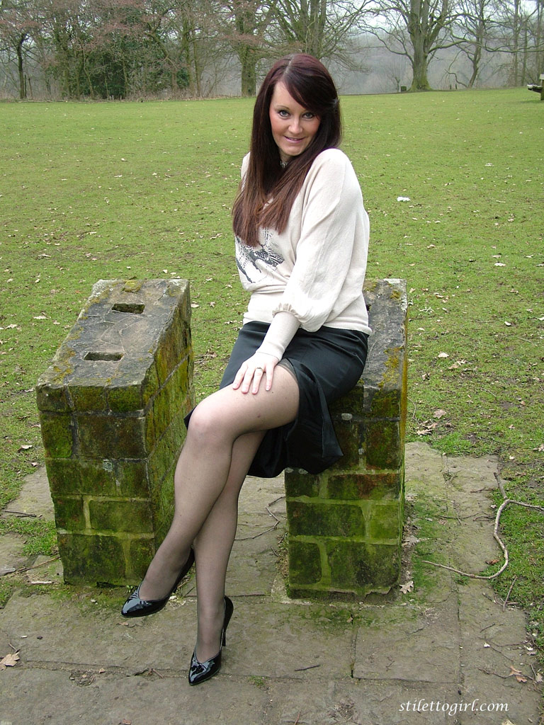 teen secretary in heels and pantyhose