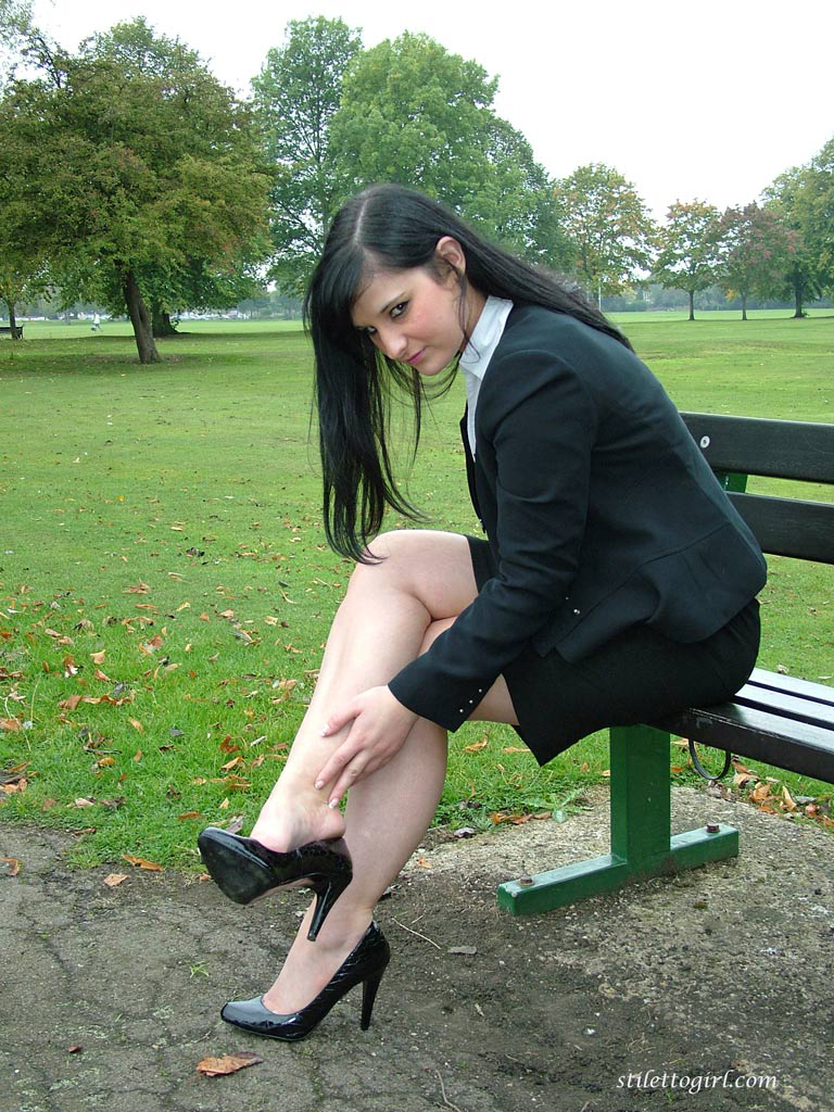 office girl in heels and pantyhose
