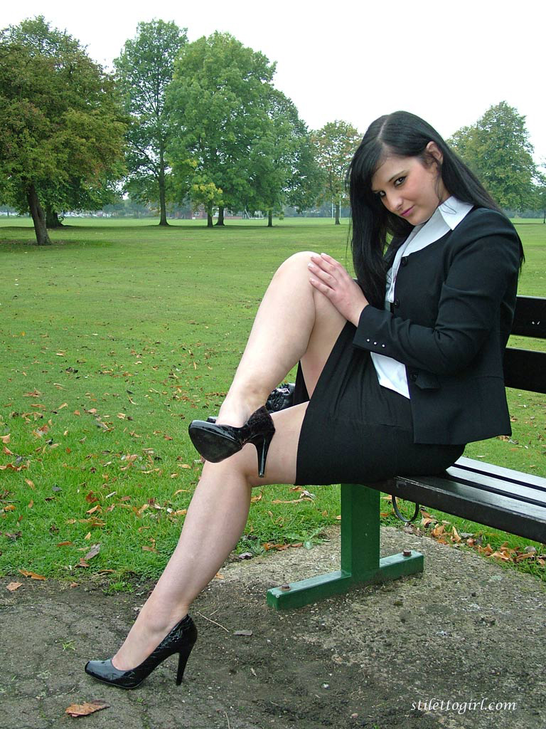 teen secretary in high heels and nylons