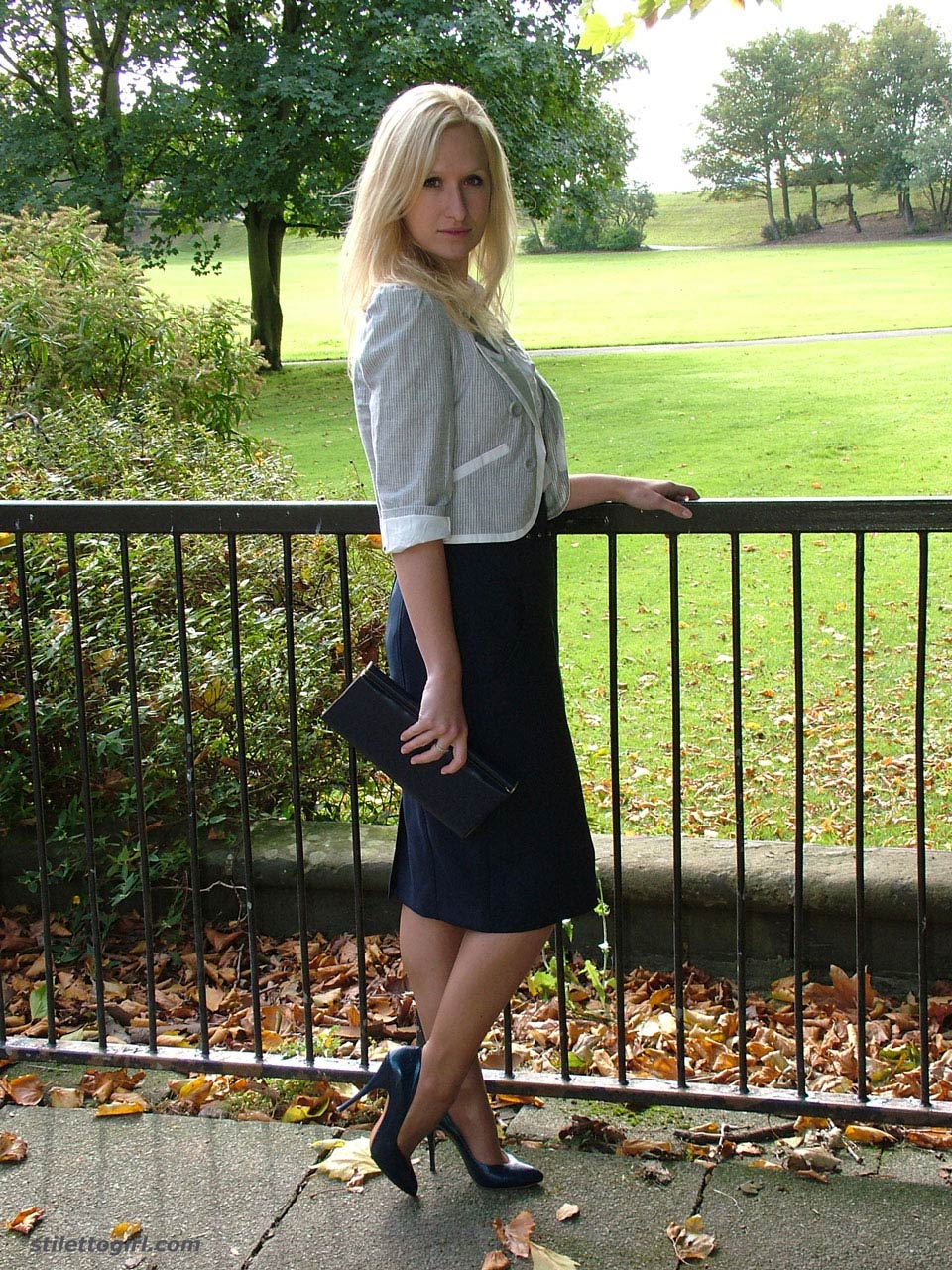 Mature In Heels And Pantyhose Pic 1 Of Blonde Milf Teasing Outdoors In A Lovely Pair Of Blue