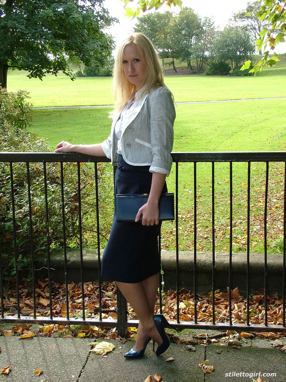 office girl in high heels and pantyhose