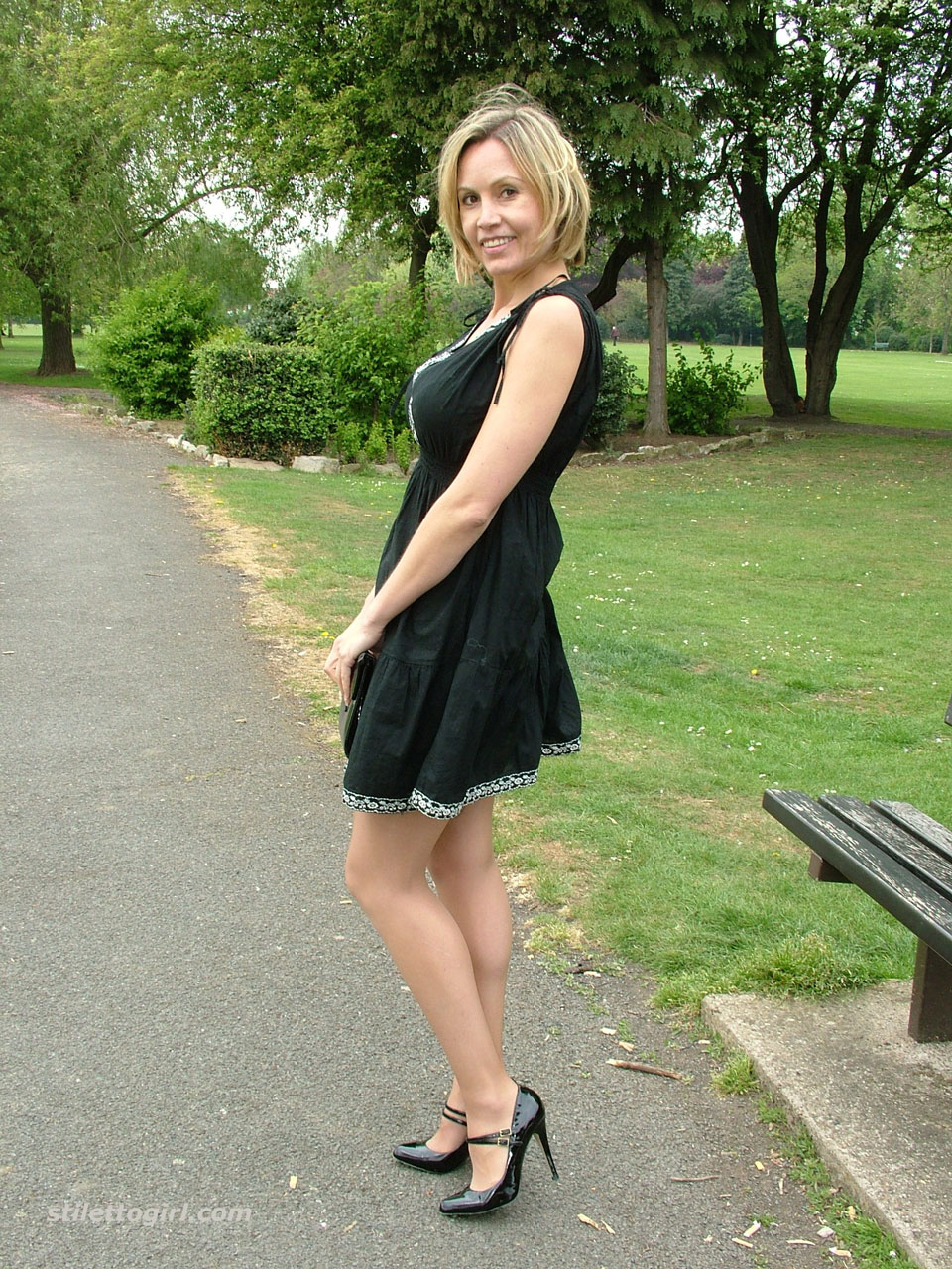 teen secretary in heels and pantyhose