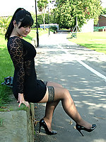 girl in high heels and pantyhose