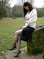 office girl in stilettos and nylons