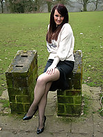 teen secretary in heels and pantyhose