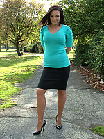 teen secretary in heels and pantyhose