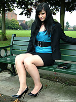 teen secretary in platforms and nylons