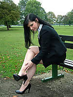 office girl in heels and pantyhose