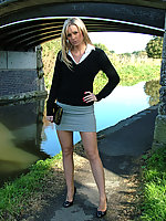 teen secretary in platforms and nylons