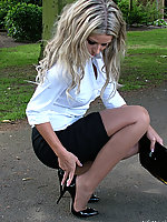 legs in heels and pantyhose