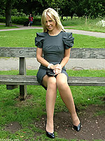 girl in platforms and seamed stockings