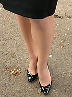 teen secretary in heels and stockings