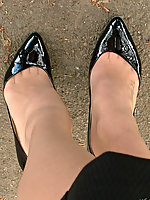 secretary in high heels and pantyhose