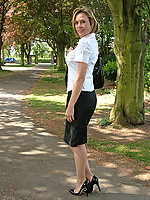 office girl in pumps and nylons