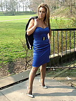 office girl in heels and white stockings