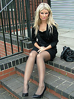 office girl in high heels and nylons