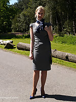 secretary in high heels and pantyhose