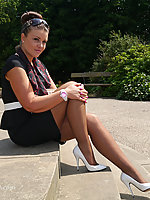 secretary in high heels and pantyhose